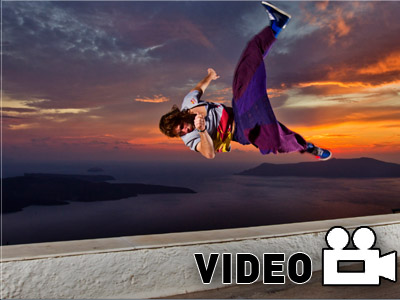 To video από τον αγώνα parkour της Σαντορίνης